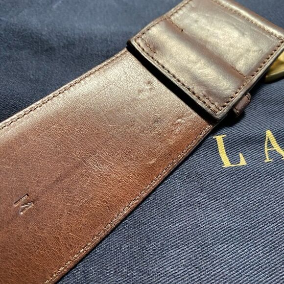 Ralph Lauren * Made in Italy Equestrian Inspired Brown Vachetta Horseshoe Belt - Picture 13 of 16